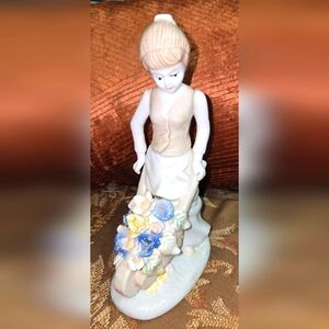Vintage Lenwile Ardalt porcelain girl with wheelbarrow and flowers